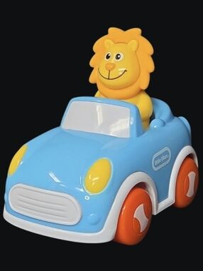 Little Tikes Press & Go Blue Car With Lion Figure